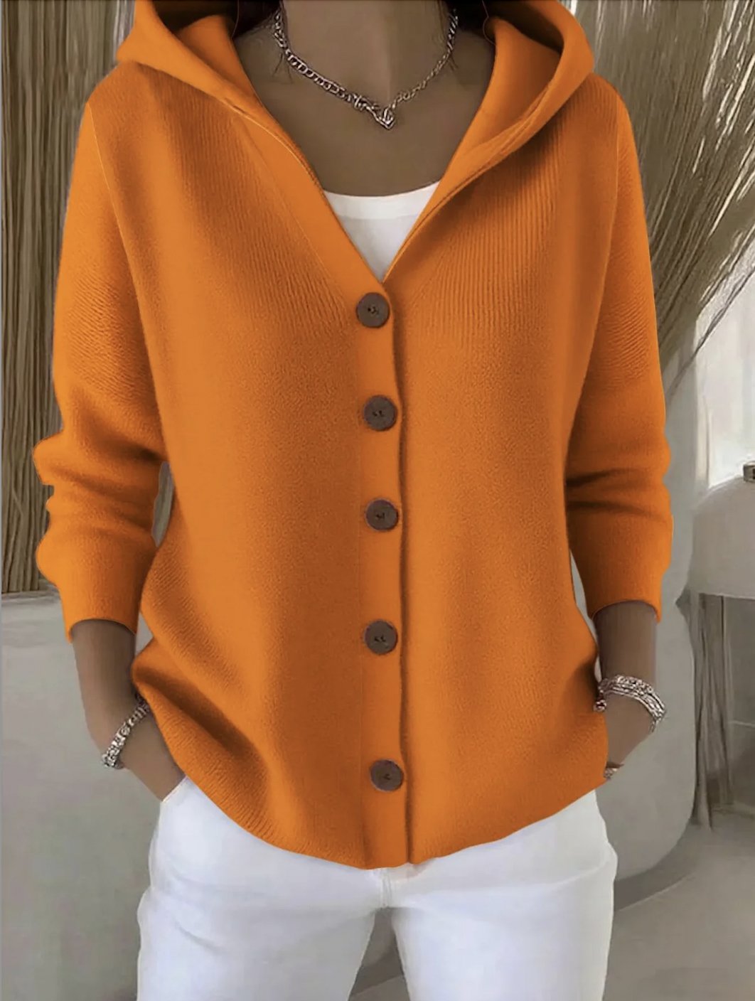 Women Casual Plain Hoodie Long Sleeve Cardigan