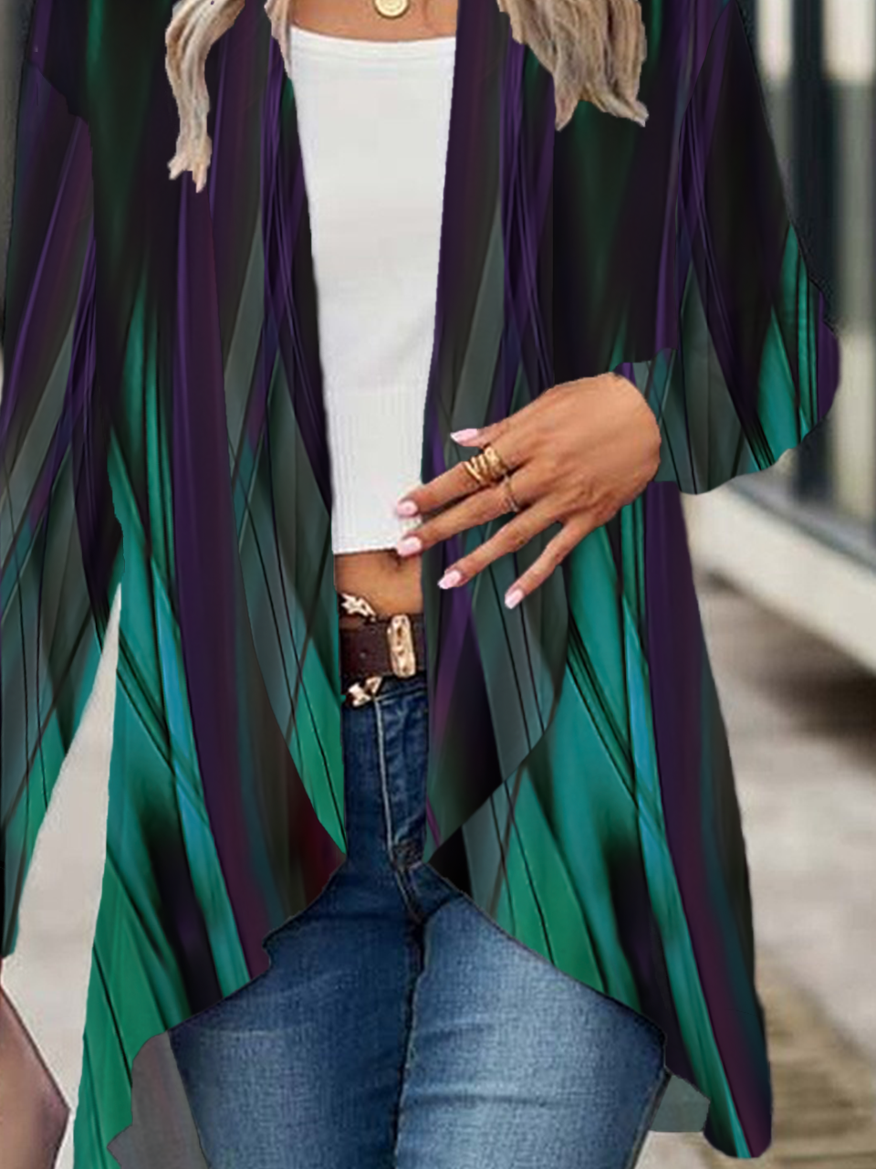 Women's Abstract Print Casual Long Sleeve Cardigan