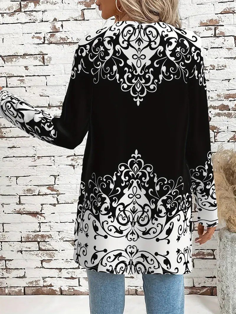 Crew Neck Loose Gradient Pattern Simple Jacket