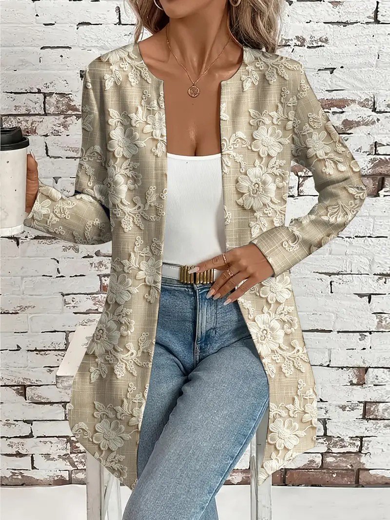 Floral Vintage Loose Crew Neck Jacket