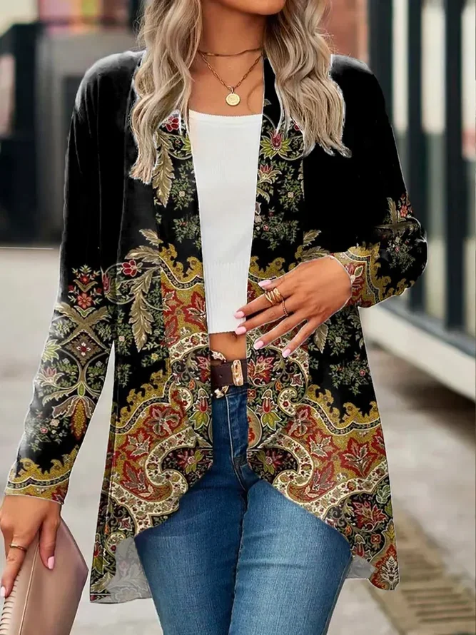 Women's Floral Print Casual Long Sleeve Cardigan