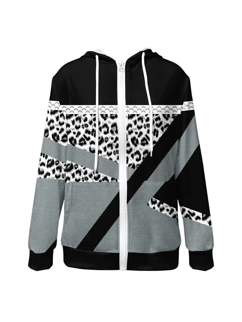 Casual Hoodie Geometric Loose Jacket