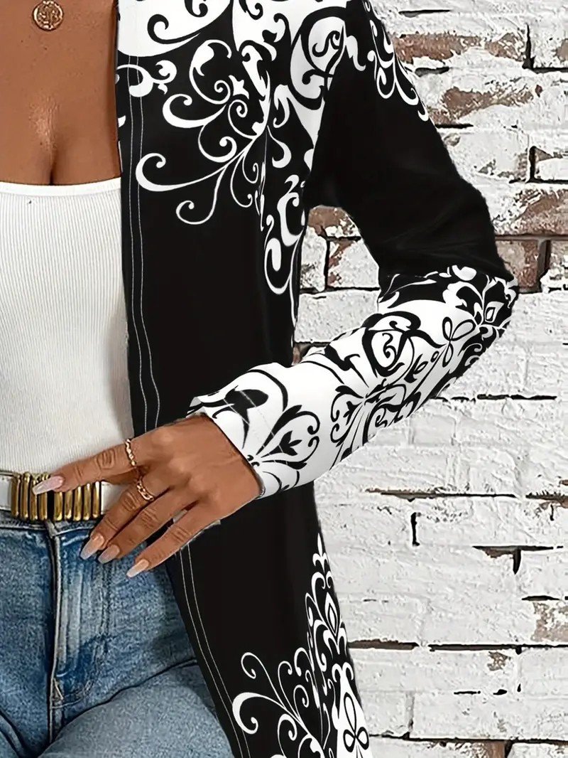 Crew Neck Loose Gradient Pattern Simple Jacket