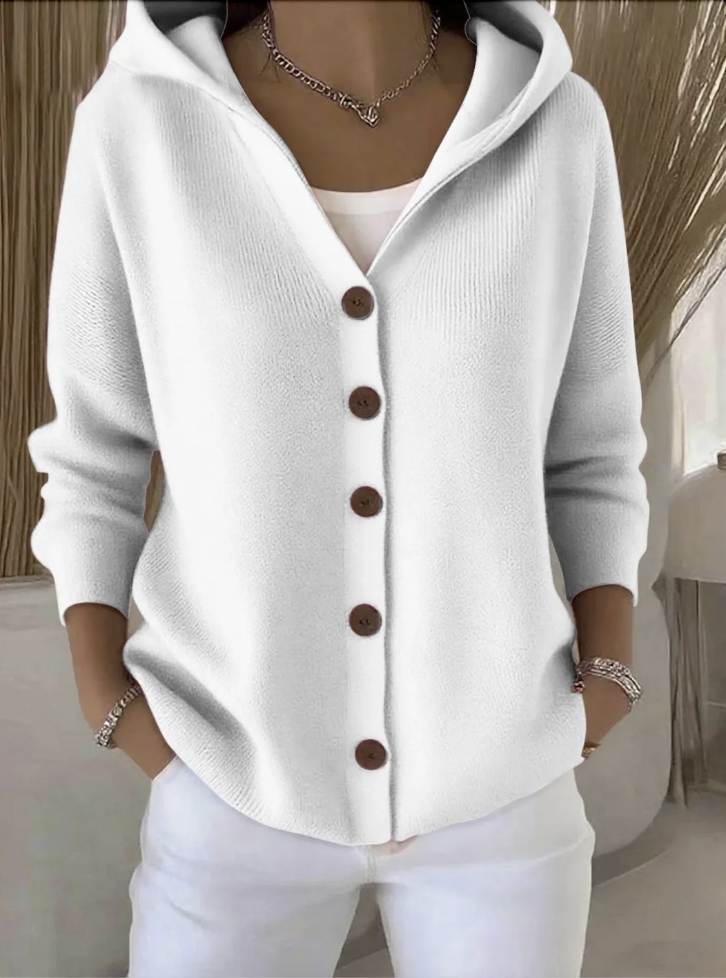 Women Casual Plain Hoodie Long Sleeve Cardigan