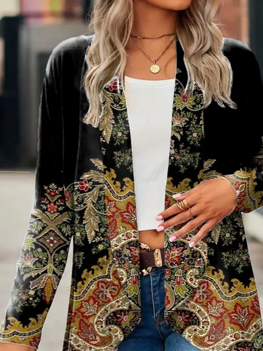Women's Floral Print Casual Long Sleeve Cardigan