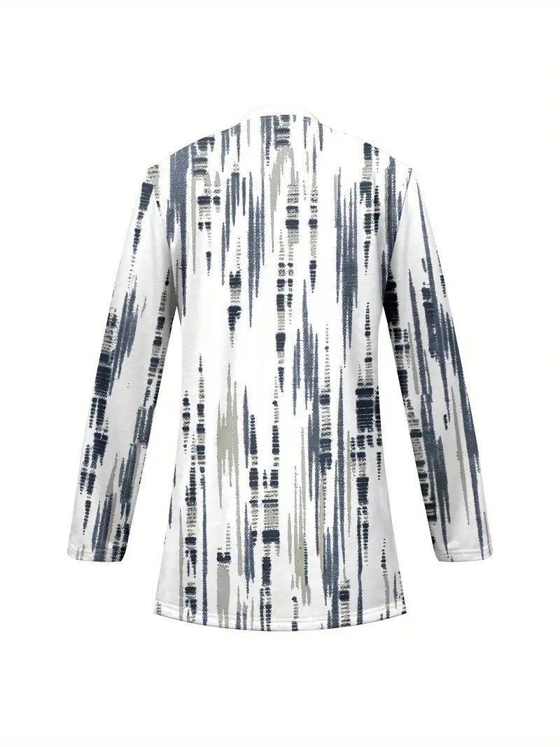 Women's Elegant Lightweight Cardigan Striped Print Long Sleeve Jacket