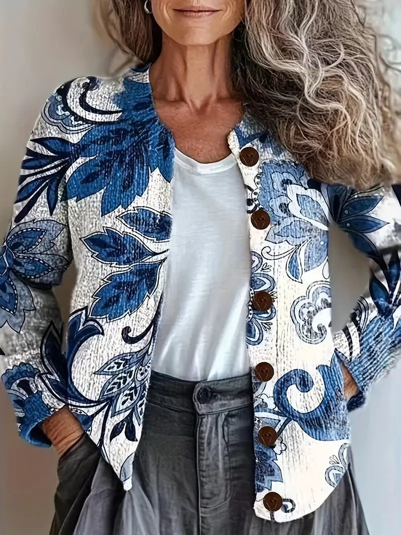 Peasant Loose Crew Neck Knitted Cardigan