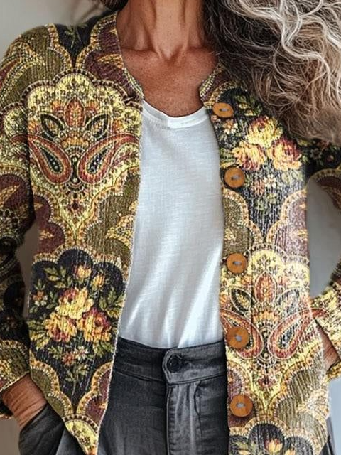 Peasant Geometric Knitted Cardigan