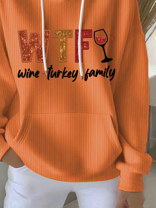 Women's Fall Thanksgiving Printed Hooded Sweatshirt