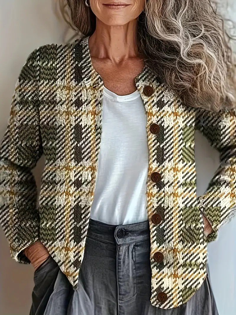 Knitted Peasant Crew Neck Cardigan