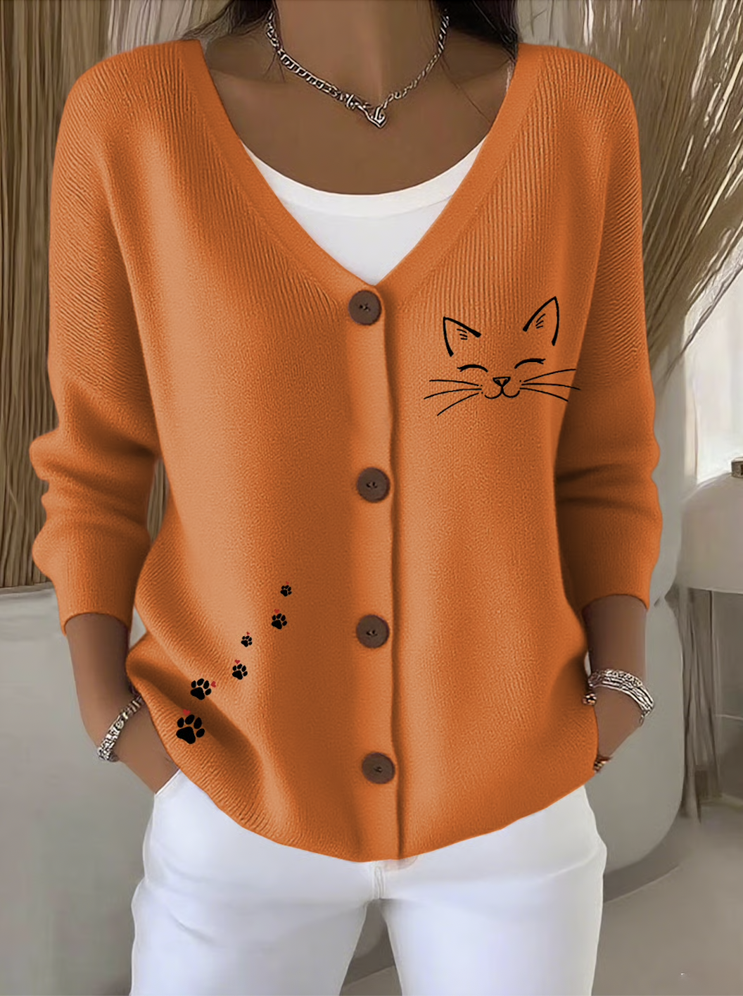 Regular Fit Animal Casual Cardigan