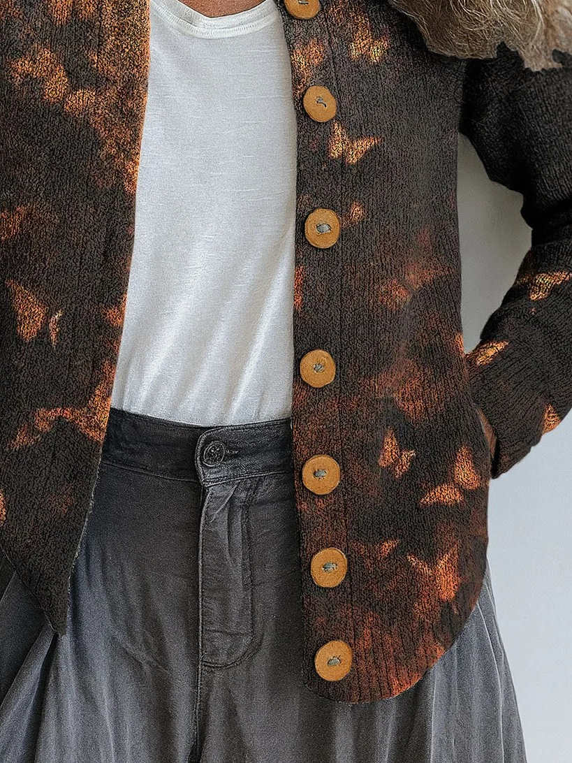 Loose Knitted Butterfly Peasant Cardigan