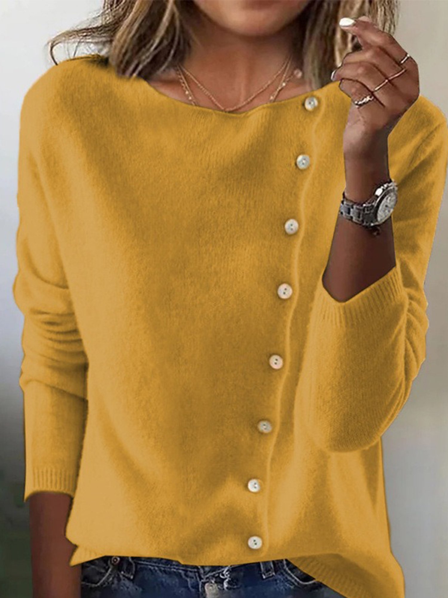 Casual Plain Crew Neck Sweater