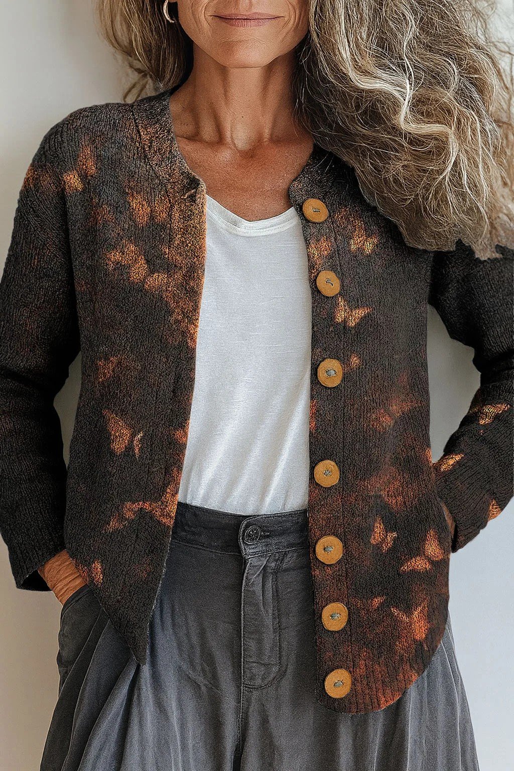 Loose Knitted Butterfly Peasant Cardigan