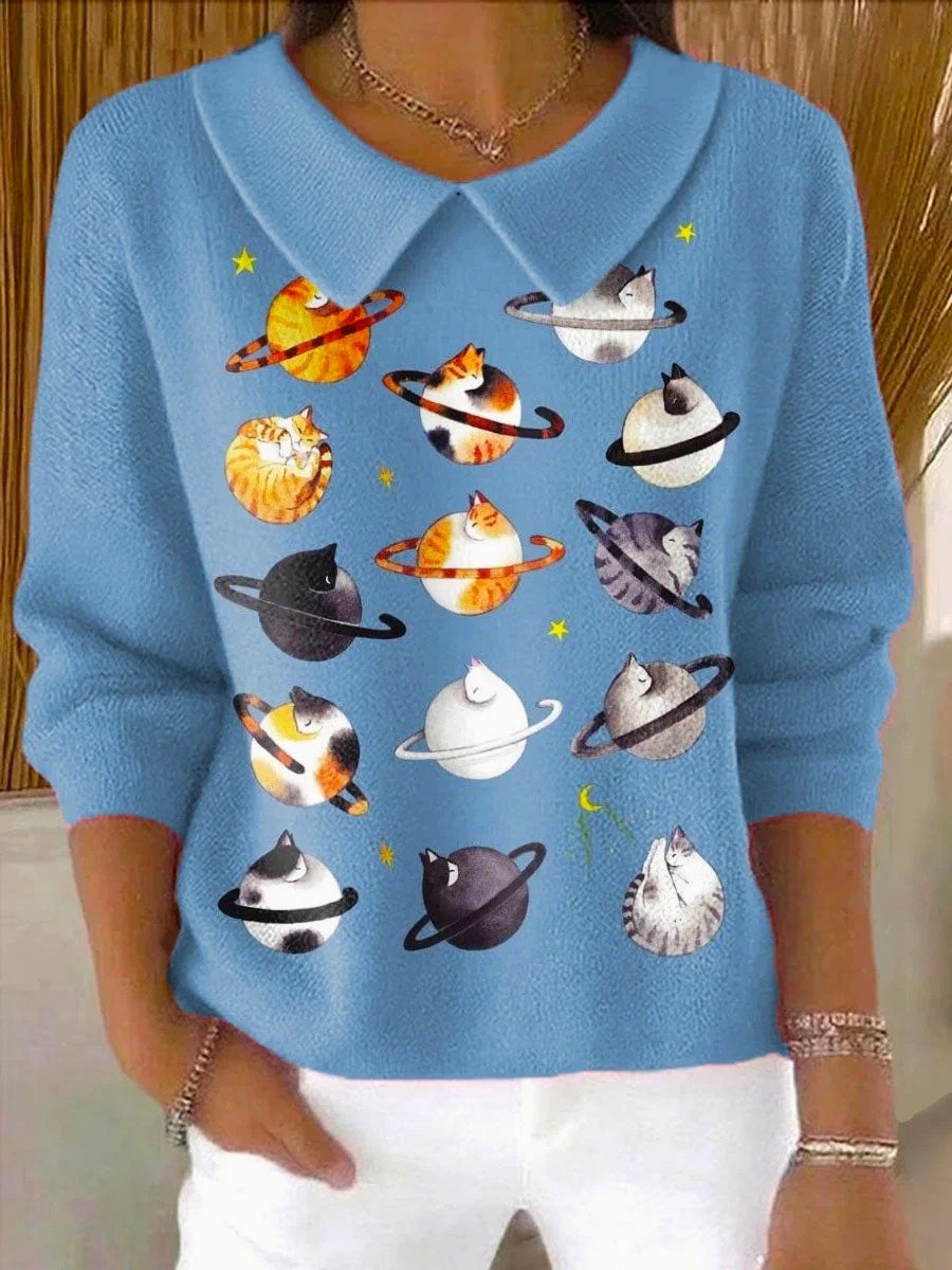 Vintage Shawl Collar Dog Loose Sweater