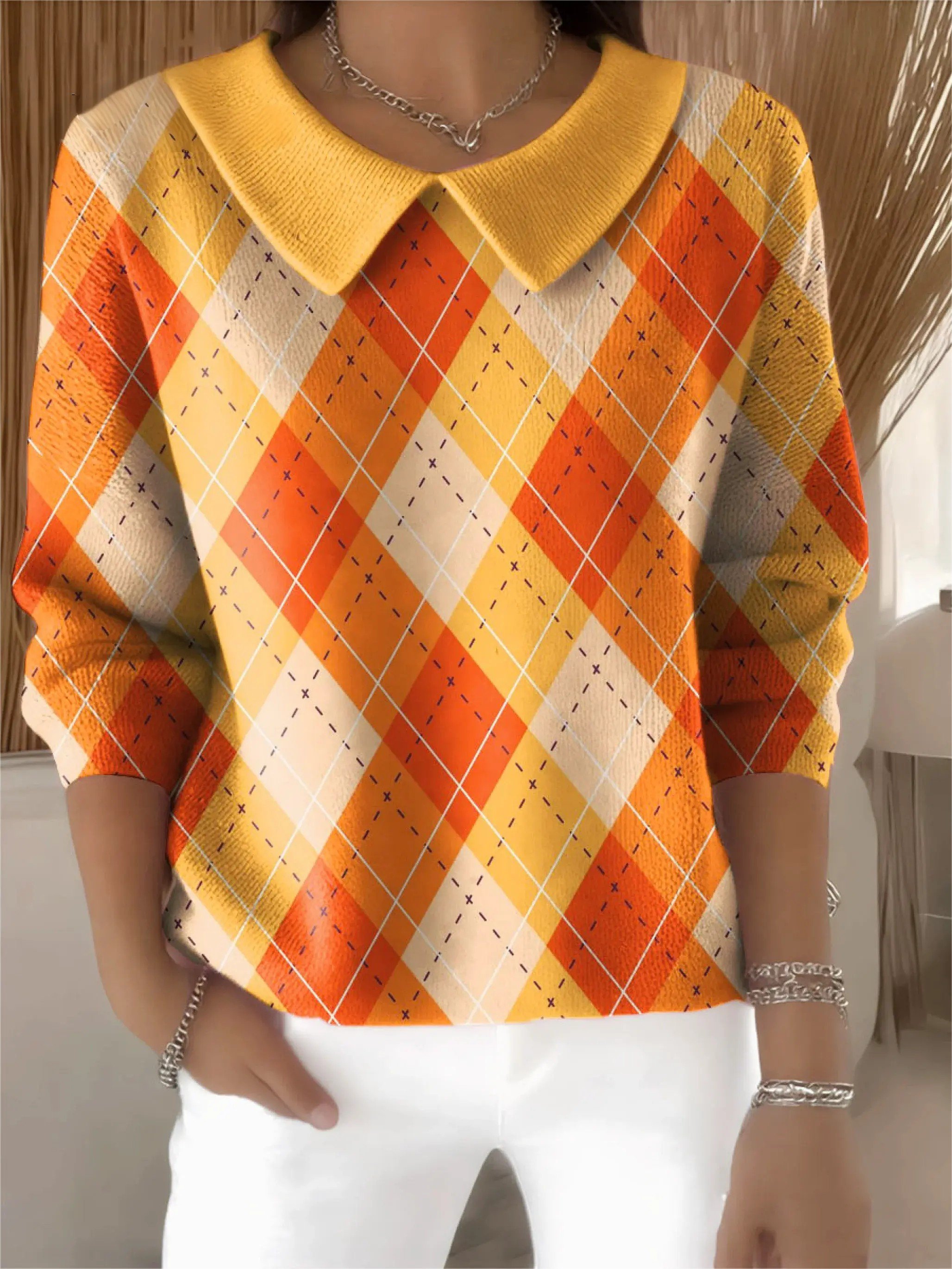 Imitation Cashmere Shawl Collar Vintage Sweater