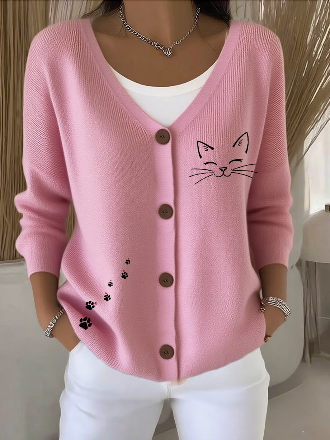 Regular Fit Animal Casual Cardigan