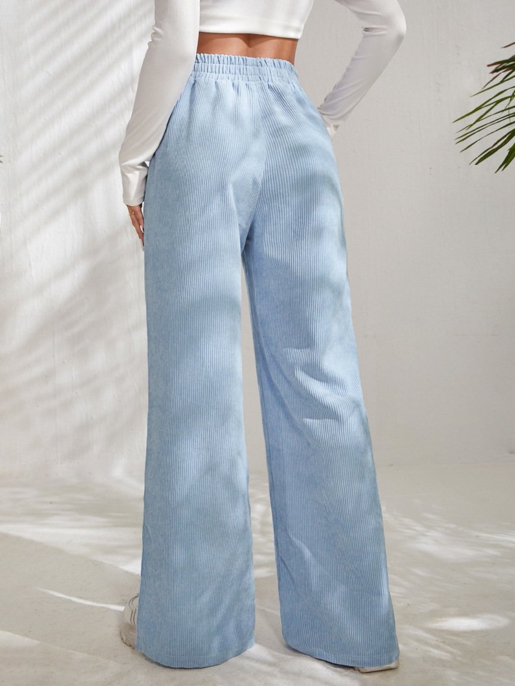 Women's  Elastic Waist H-Line Wide Leg Pants Daily Going Out Pants Deep Brown Casual Split Joint Plain Spring/Fall Pants