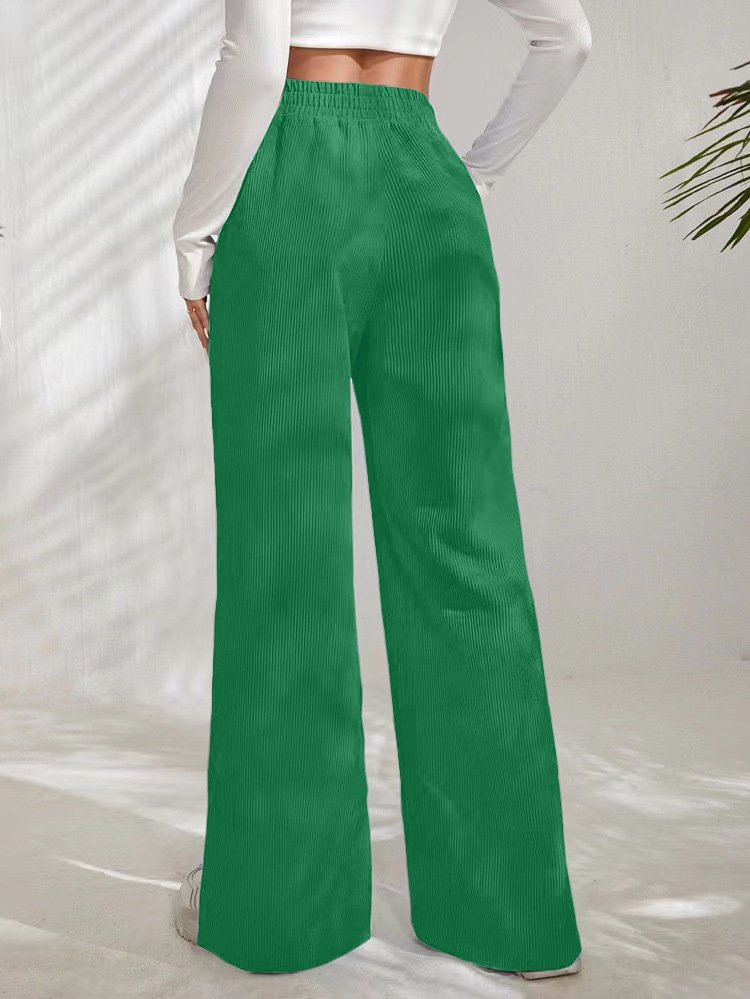 Women's  Elastic Waist H-Line Wide Leg Pants Daily Going Out Pants Deep Brown Casual Split Joint Plain Spring/Fall Pants