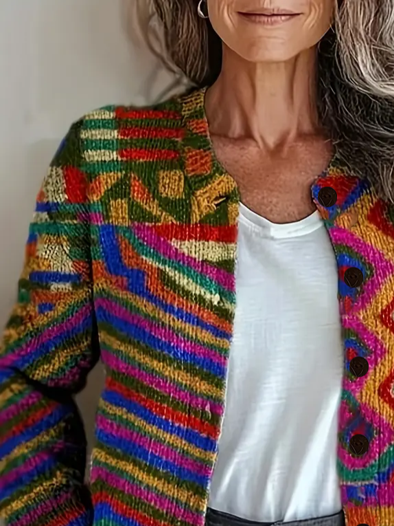 Casual Abstract Cardigan