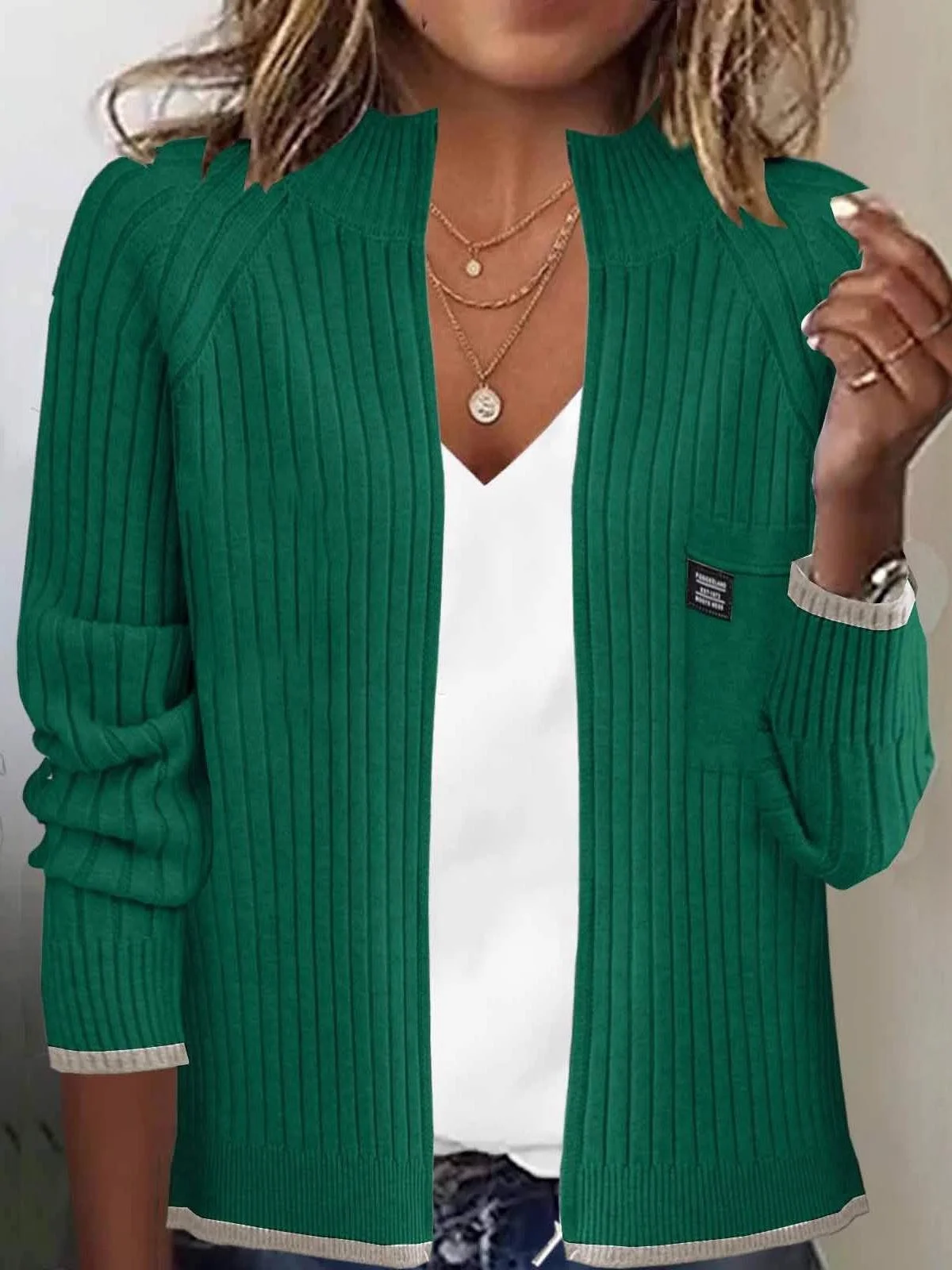 Women's Elegant Knitted Cardigan Jacket Long Sleeve Casual Zipper Sweater