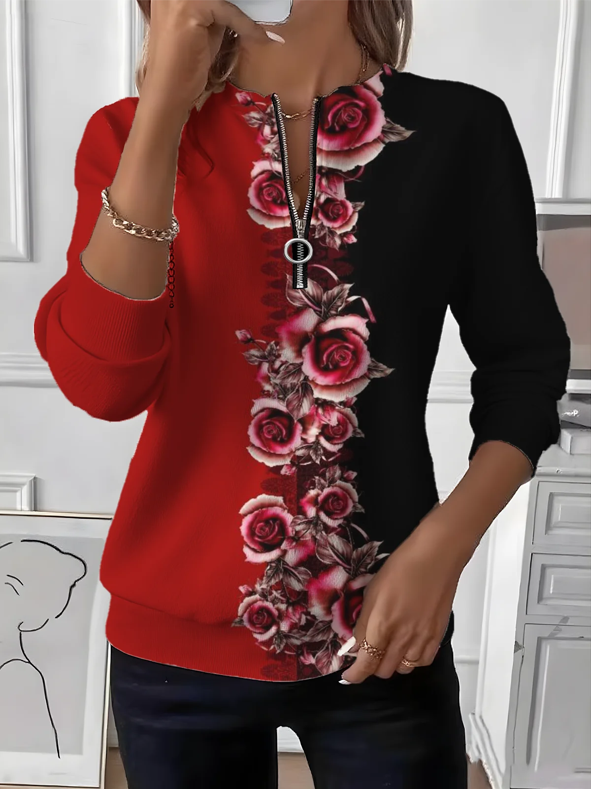 Imitation Cashmere Loose Gradient Pattern Casual Sweater