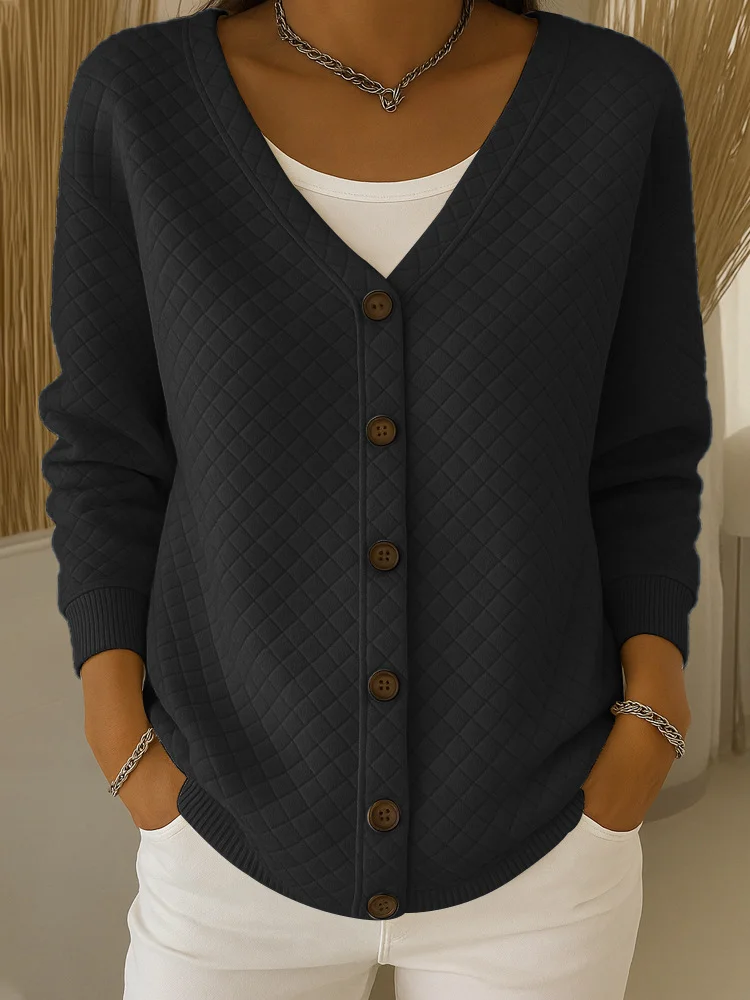 V Neck Casual Regular Fit Cotton Cardigan