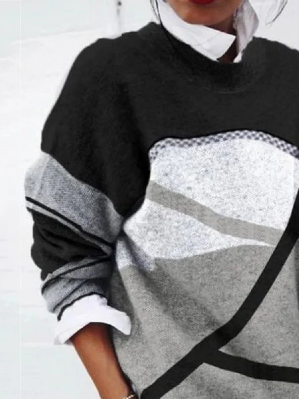 Casual Printing Abstract Regular Fit Sweater
