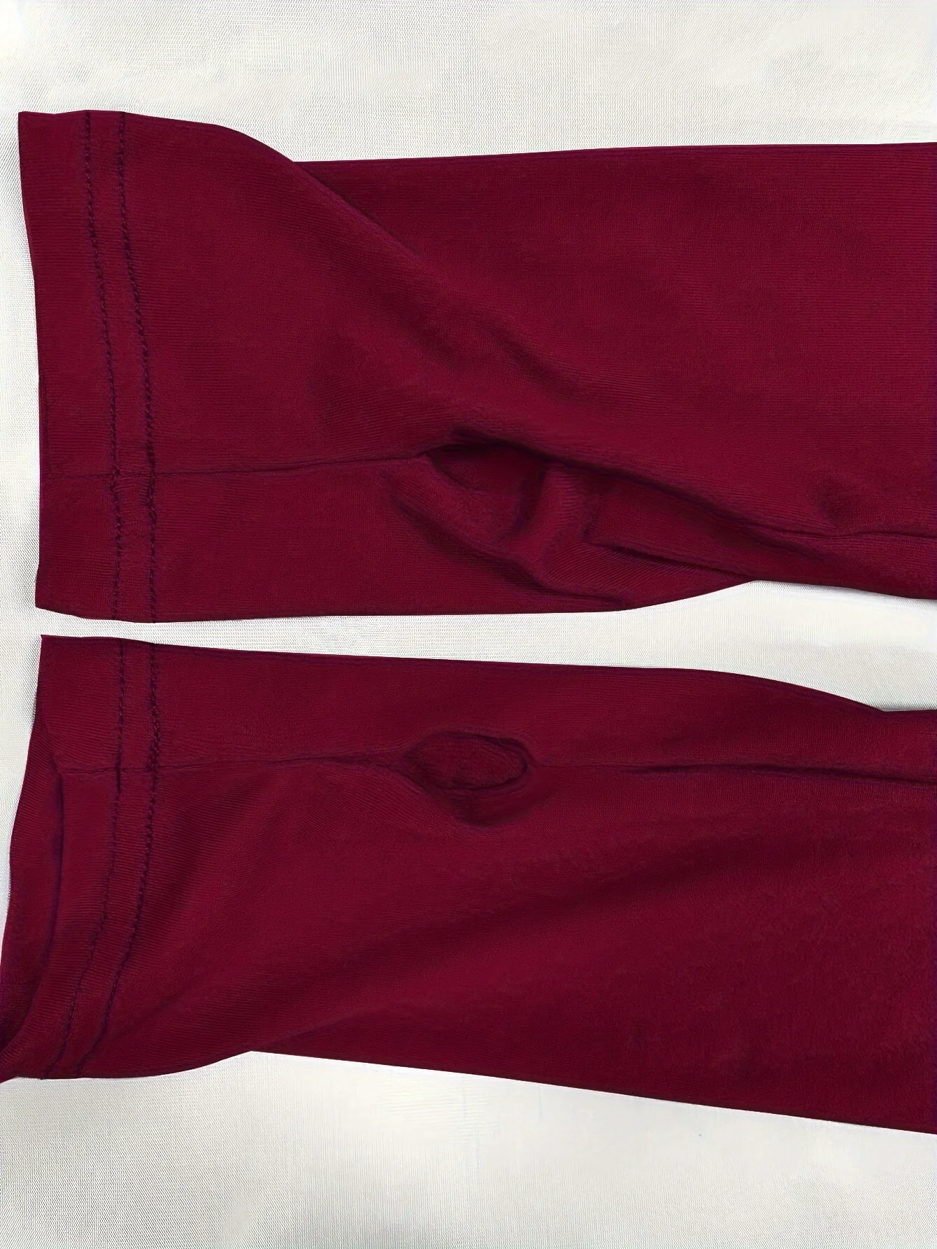 Women's Long Sleeve T-shirt Spring/Fall Wine Red Plain Split Joint Crew Neck Daily Going Out Vintage Top