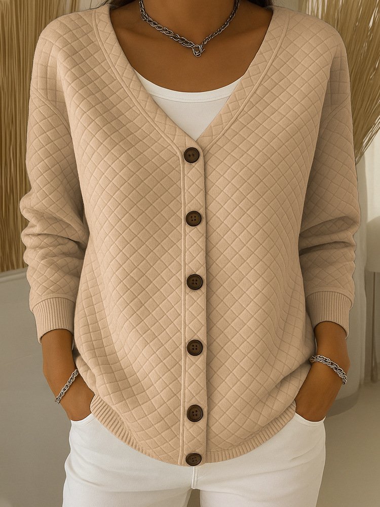 V Neck Casual Regular Fit Cotton Cardigan