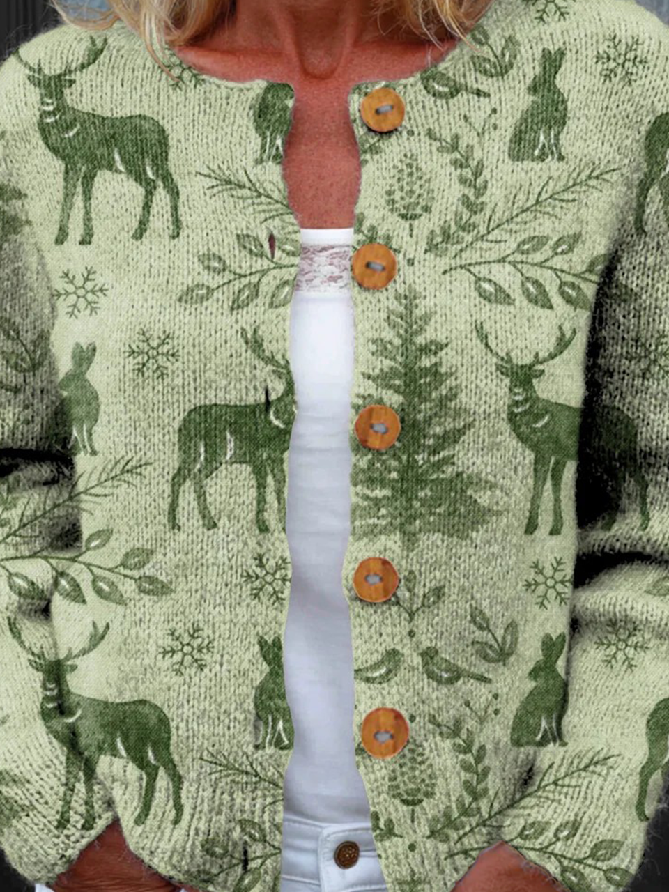 Crew Neck Vintage Knitted Festival Cardigan