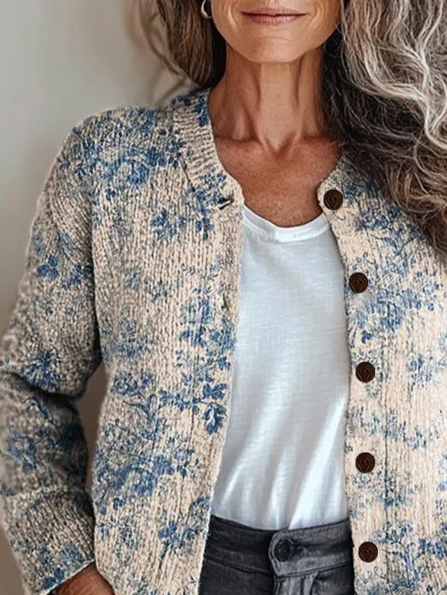 Women's Floral Print Casual Button Cardigan