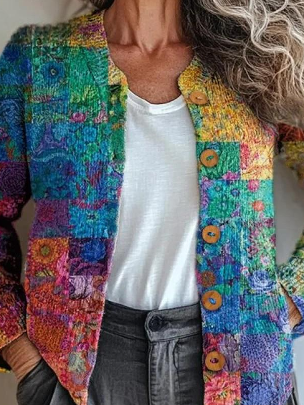 Loose Gradient Pattern Casual Cardigan