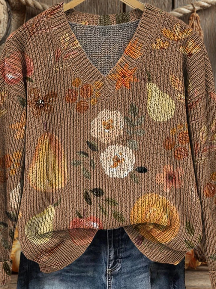 Halloween Loose V Neck Casual Sweater