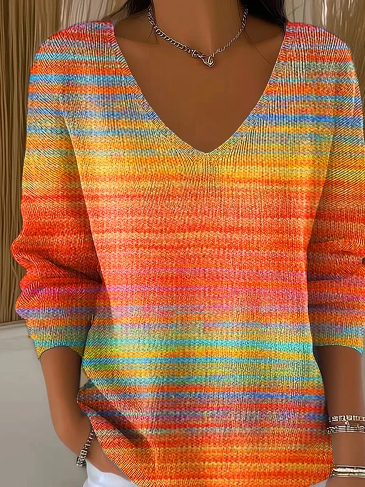 Casual V Neck Regular Fit Cotton Sweater