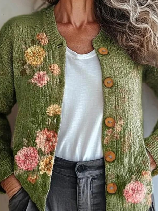 Ethnic Loose Gradient Pattern Knitted Cardigan