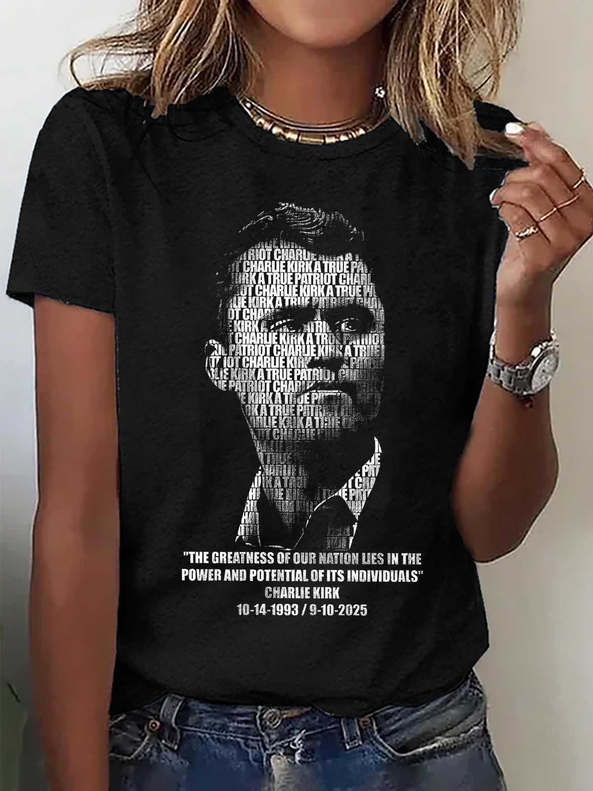 Women's Charlie Kirk Patriot Memorial Short Sleeve T-Shirt