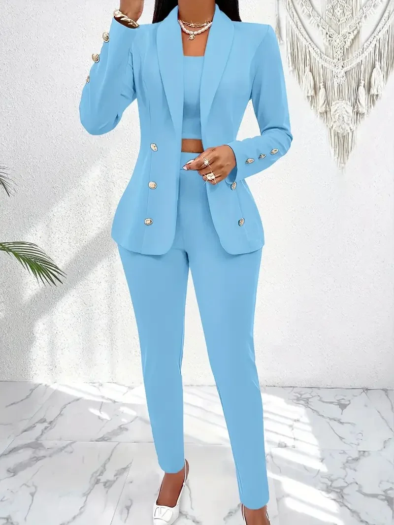 Women's elegant two-piece nude suit with slim-fit lapel jacket wrinkle-resistant slim fit and matching pants