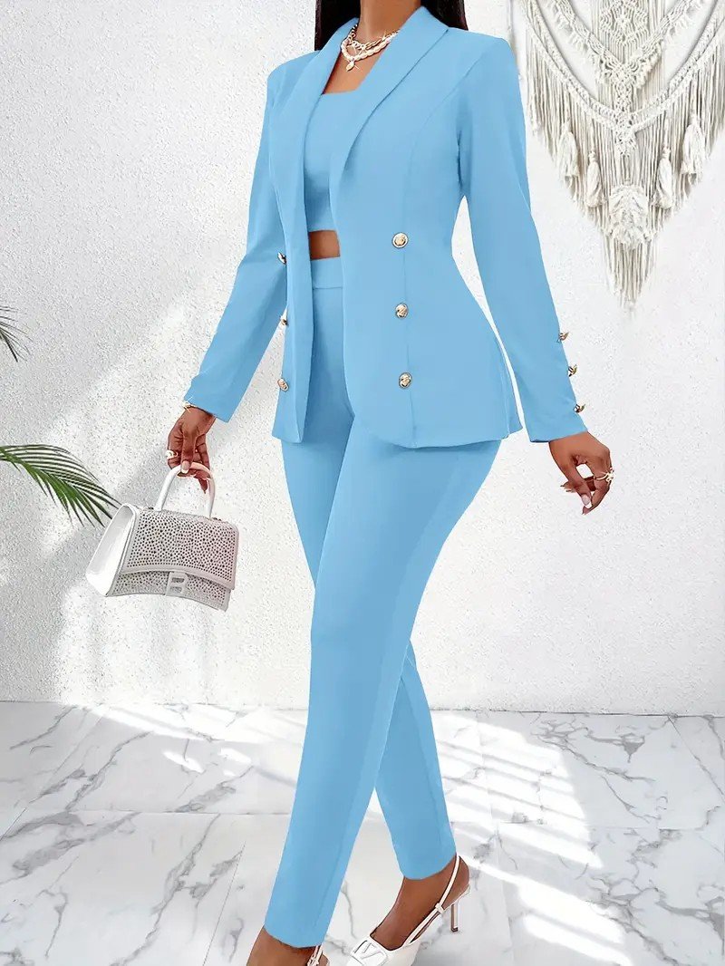 Women's elegant two-piece nude suit with slim-fit lapel jacket wrinkle-resistant slim fit and matching pants