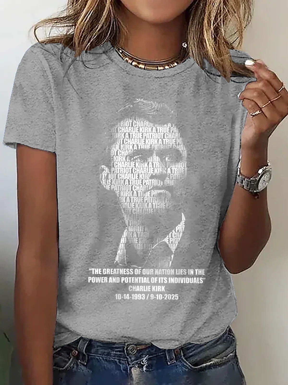 Women's Charlie Kirk Patriot Memorial Short Sleeve T-Shirt
