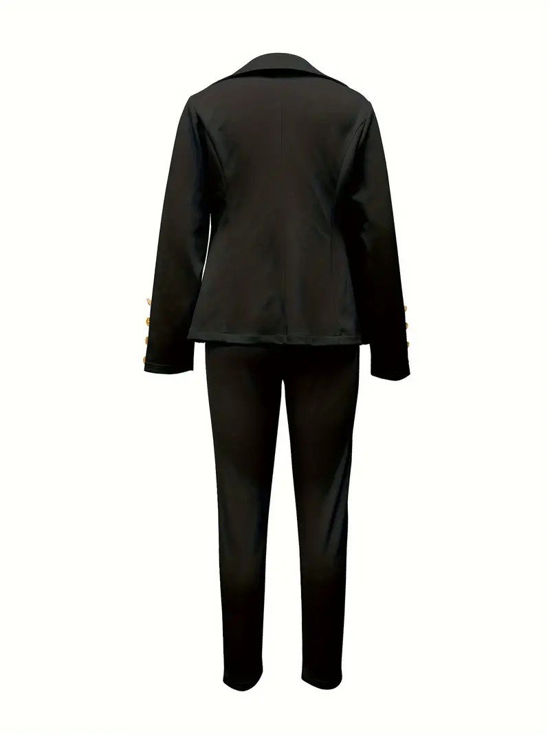 Women's Elegant Two-Piece Set Nude Fashion Button Slim Lapel Anti-Wrinkle Fabric Top Pants