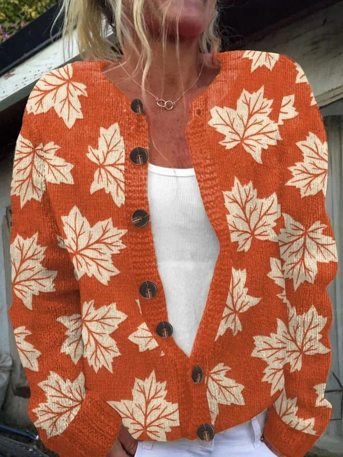 Knitted Casual Crew Neck Loose Cardigan