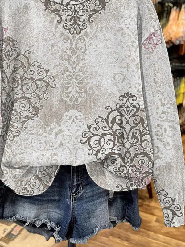 Women's Floral Print Casual Crew Neck Long Sleeve Sweatshirt