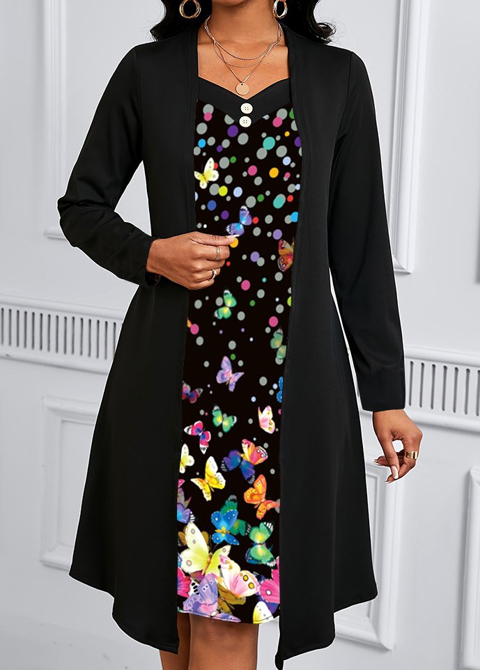 Crew Neck Casual Dress With No