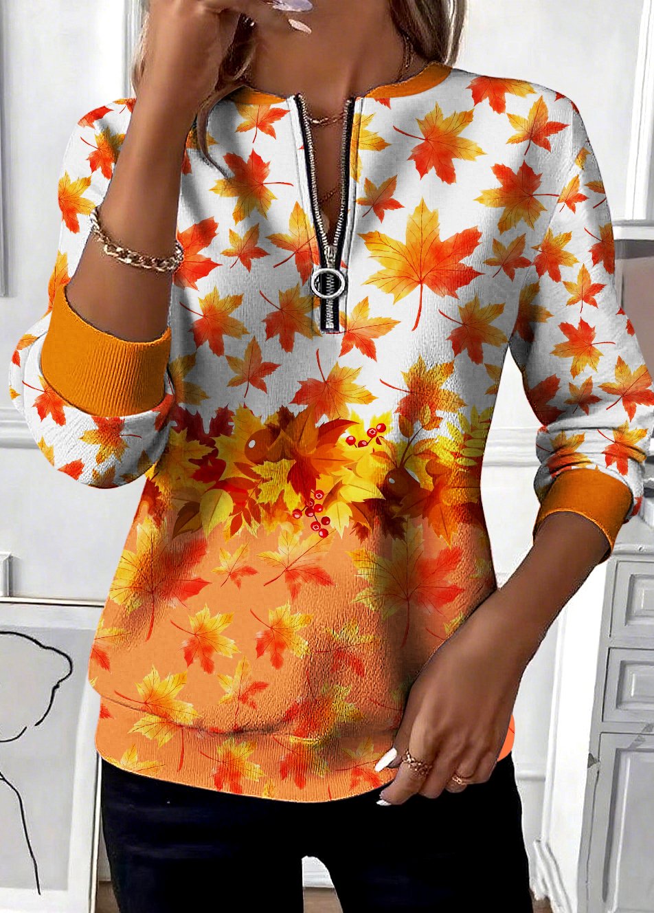 Stand Collar Regular Fit Casual Halloween Sweatshirt