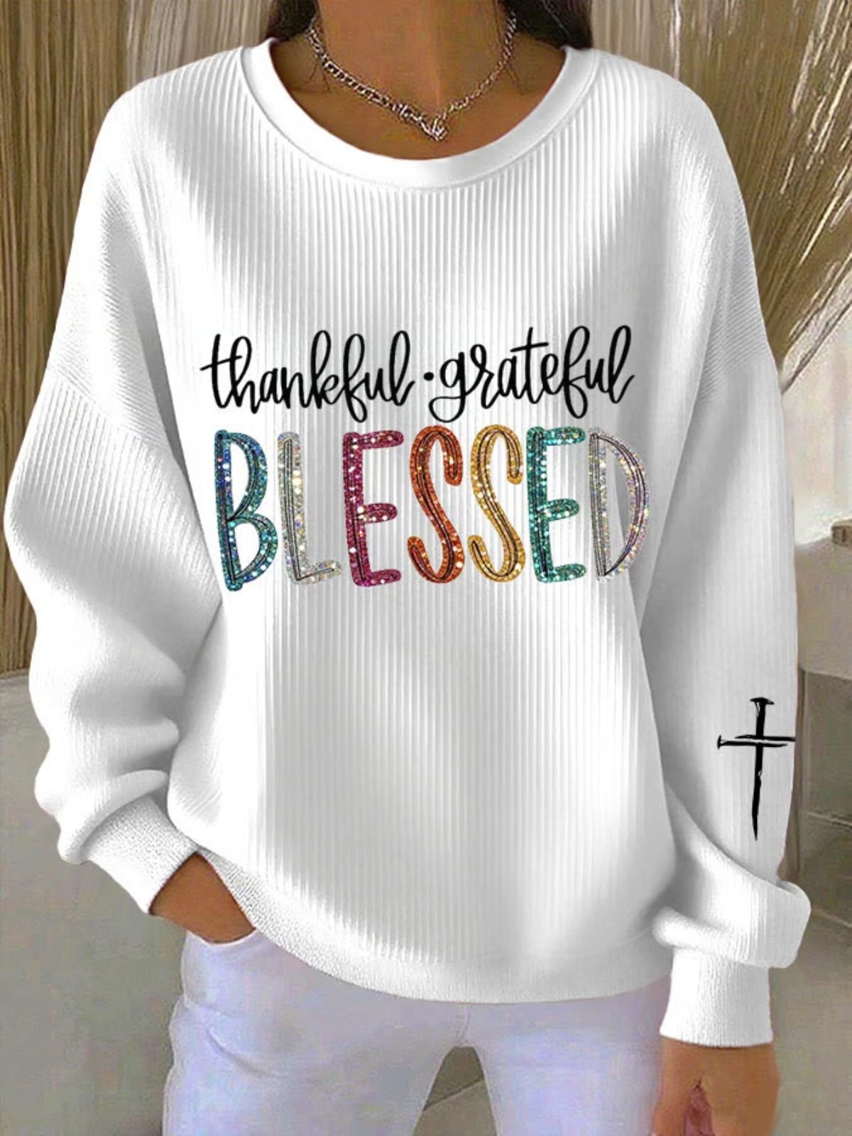 Text Letters Regular Fit Casual Sweatshirt