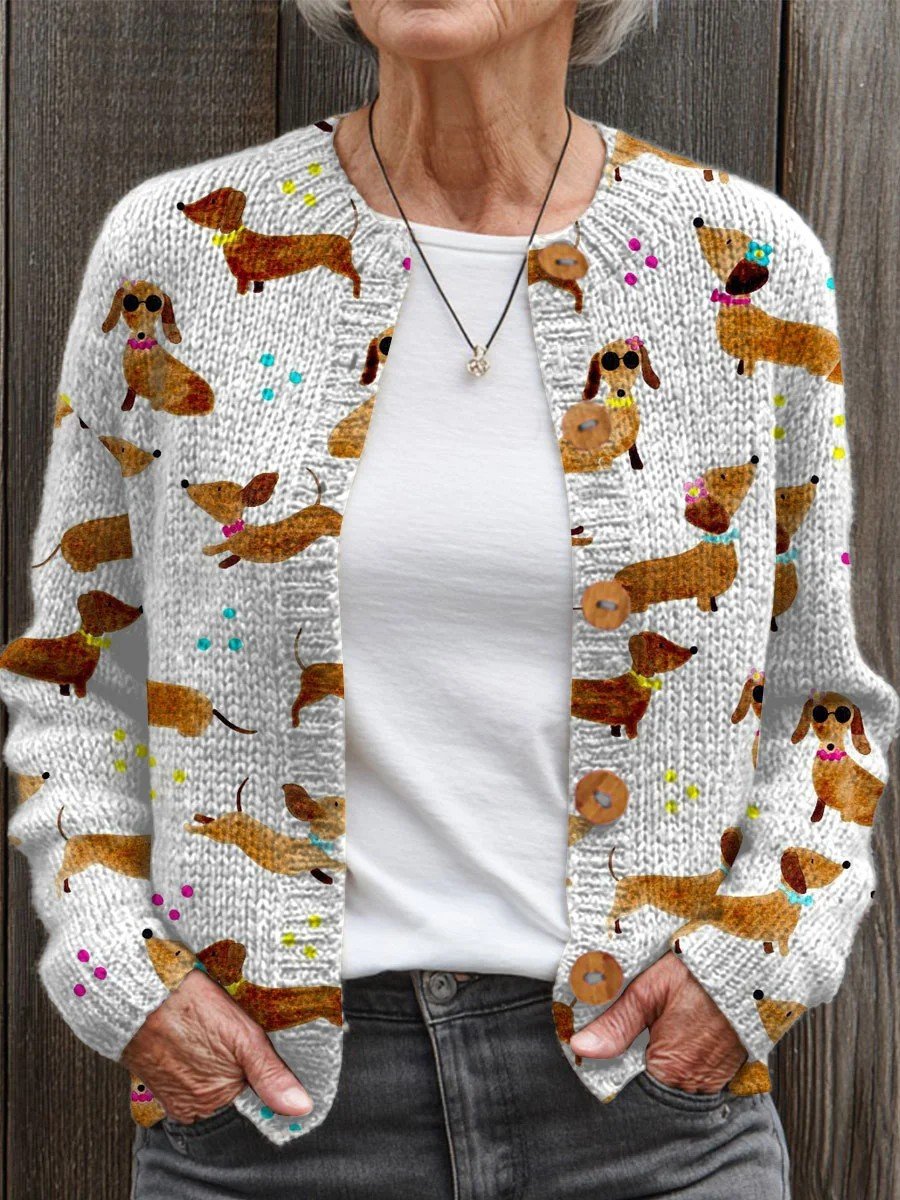 Loose Casual Animal Picture Cardigan