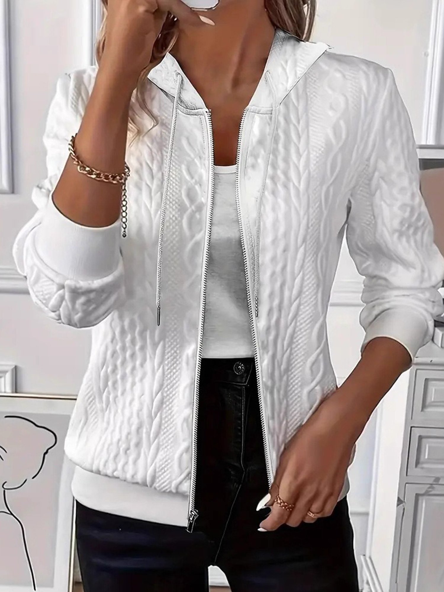 Casual Plain Long Sleeve Hoodie
