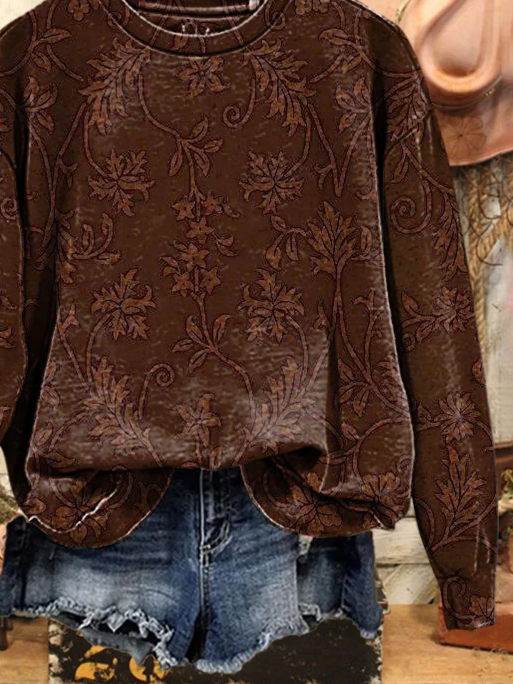 Crew Neck Loose Printing Casual Sweatshirt
