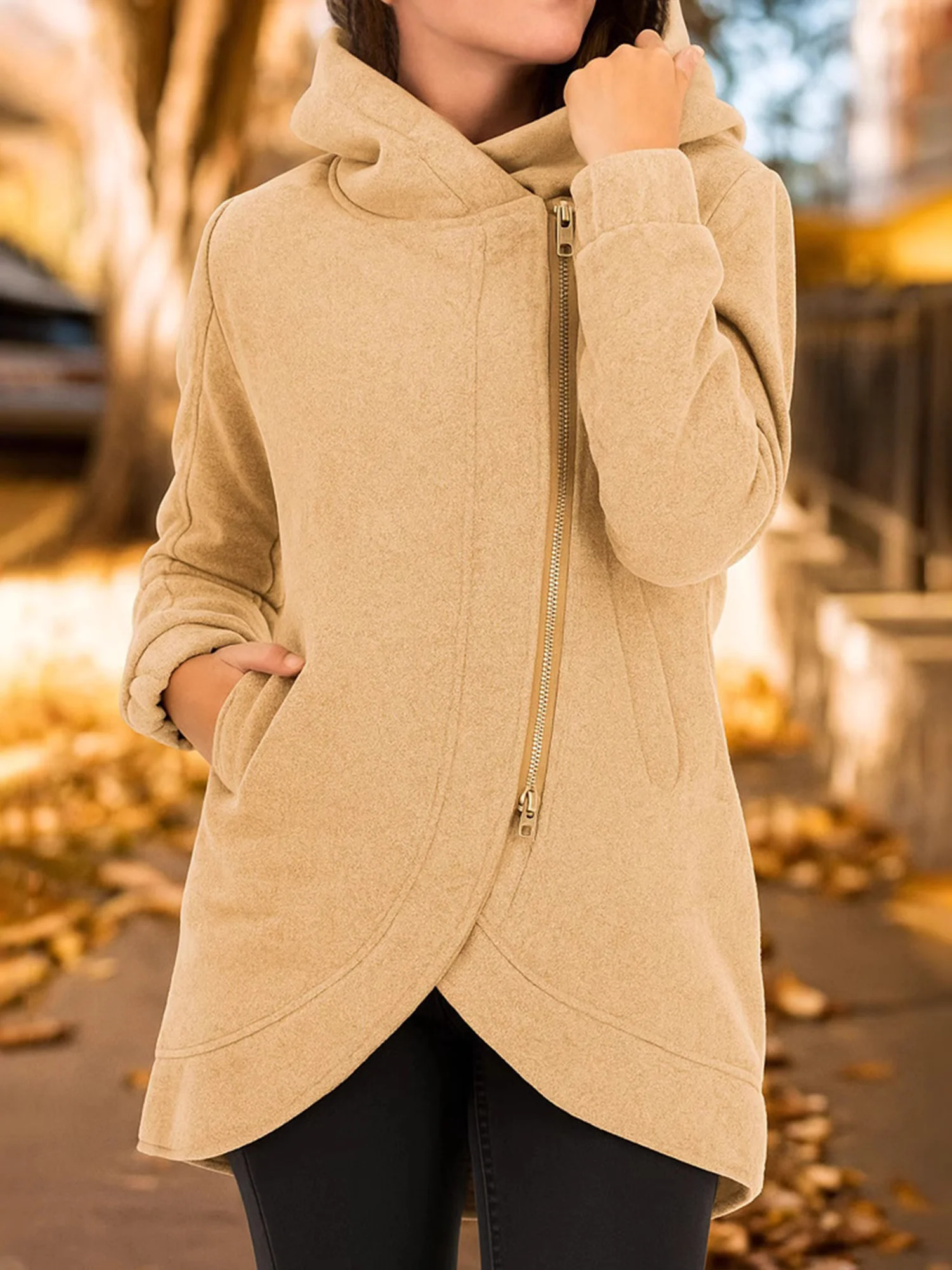 Casual Plain Hoodie Jacket